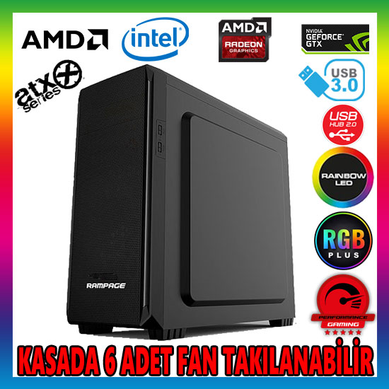 Rampage 66W Mesh Ön Panel Kasa (Fansız)